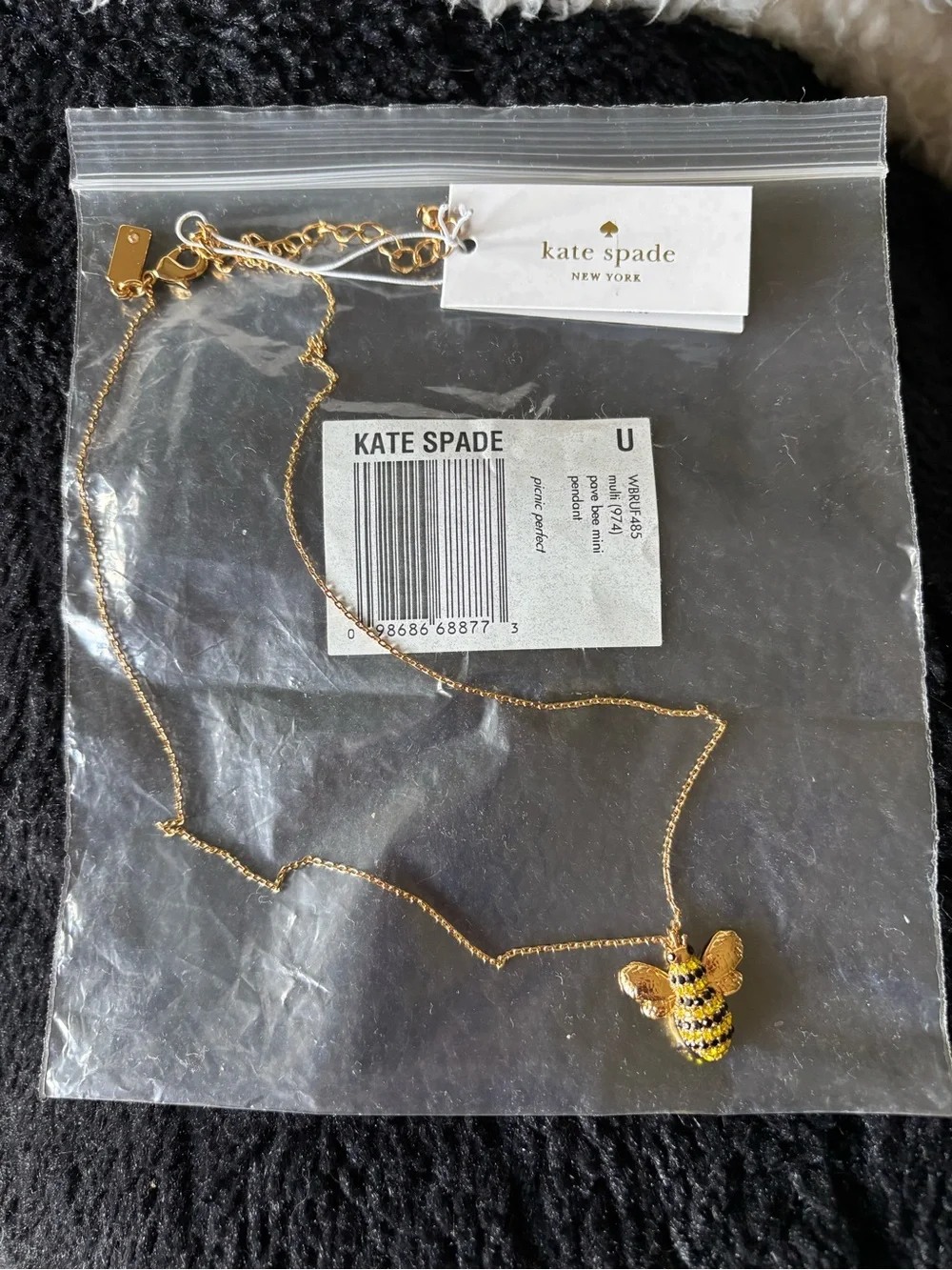 kate spade Gold-tone Bee Pendant Necklace with Yellow and Black Enamel